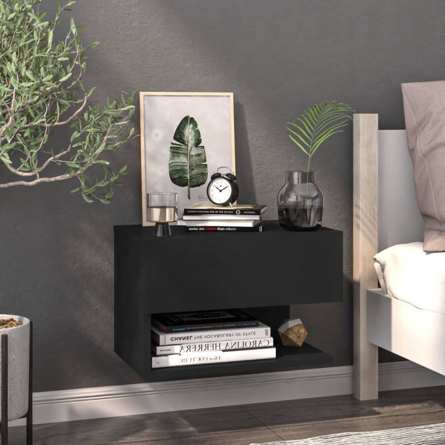 The Living Store Wandnachtkastje Wandmontage 46 x 29.5 x 30 cm zwart - Foto 2
