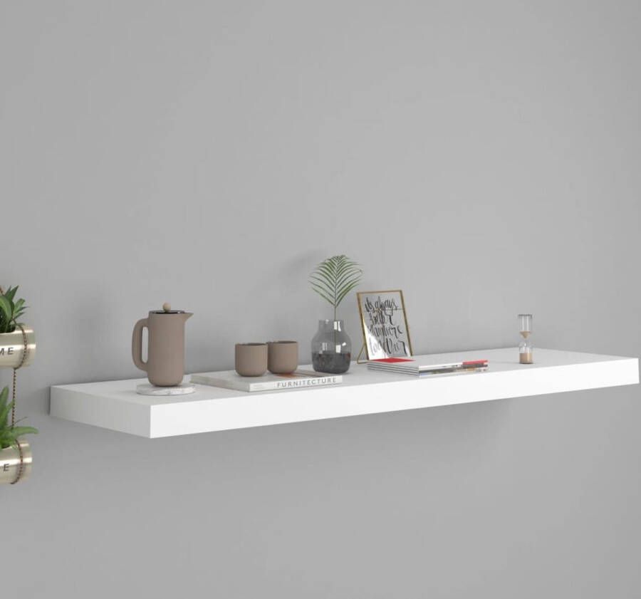 VidaXL Wandschap zwevend 90x23 5x3 8 cm MDF wit Zwevend Wandschap Wandplanken Witte Wanddecoratie Minimalistisch Wonen Modern Interieur