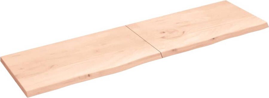 The Living Store Wandschap 220x60x(2-4) cm onbehandeld massief eikenhout Wandplank Houten Wandplank Eikenhouten Wandplank Rustic Wanddecoratie Vintage Wandplank - Foto 2