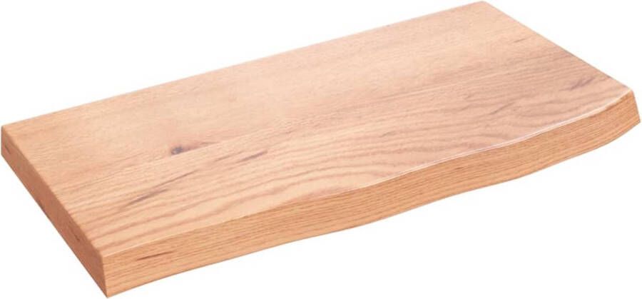 The Living Store Wandschap 60x30x(2-4) cm behandeld massief eikenhout lichtbruin Wandplanken Eikenhouten Plank Wanddecoratie Opbergruimte Living Accessoires - Foto 2