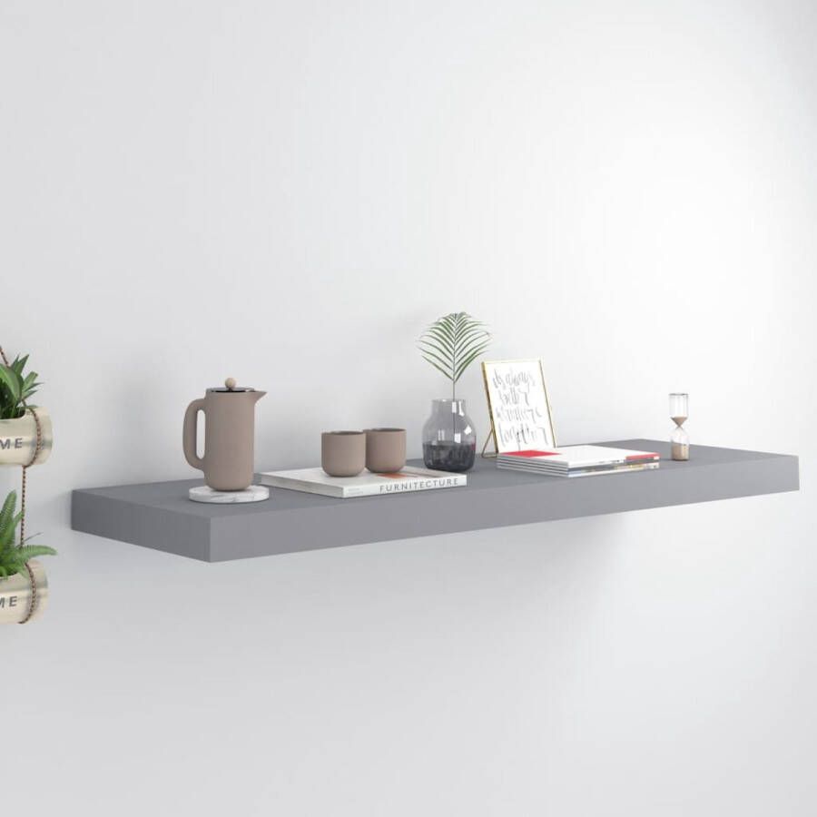 The Living Store Wandplank Grijs 80 x 23.5 x 3.8 cm Honingraat MDF en Metaal