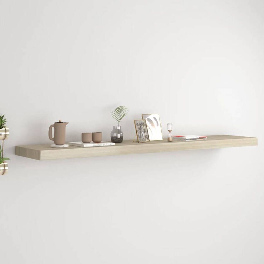The Living Store Wandplank Industrieel Eiken 120x23.5x3.8cm Onzichtbaar montagesysteem