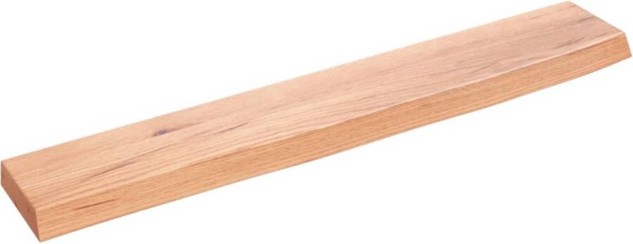 The Living Store Wandplank Massief eikenhout 60 x 10 x 2 cm Lichtbruin Met natuurlijke rand