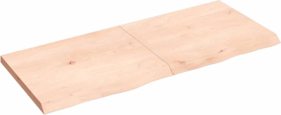 The Living Store Wandschap 120x50x(2-4) cm onbehandeld massief eikenhout Wandplank Eikenhouten Plank Rustic Wanddecoratie Opbergplankje Vintage Wandplank - Foto 2