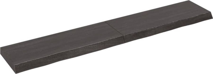 The Living Store Wandplank Rustiek Wandschap 160 x 30 x 6 cm Donkergrijs Massief Eikenhout