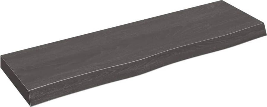 The Living Store Wandplank Rustieke Stijl 100 x 30 x 6 cm Massief Eikenhout Donkergrijs