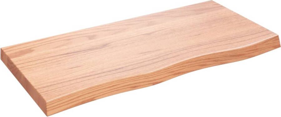 The Living Store Wandplank Rustieke Stijl 100 x 50 x 6 cm Massief Eikenhout Lichtbruin Draagvermogen 40 kg