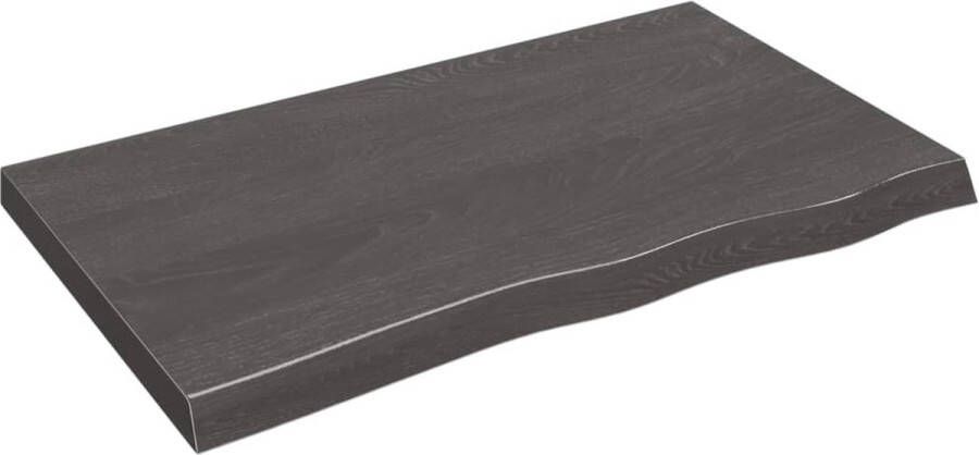 The Living Store Wandplank Rustieke Stijl 100 x 60 x 6 cm Massief Eikenhout Donkergrijs