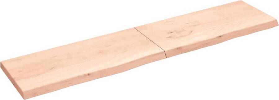 VidaXL Houten Wandrek Wandplankje Wandschap 220x50x(2-6) cm onbehandeld massief eikenhout Eikenhouten Plank Vintage Wanddecoratie Industriële Wandopstelling - Foto 3