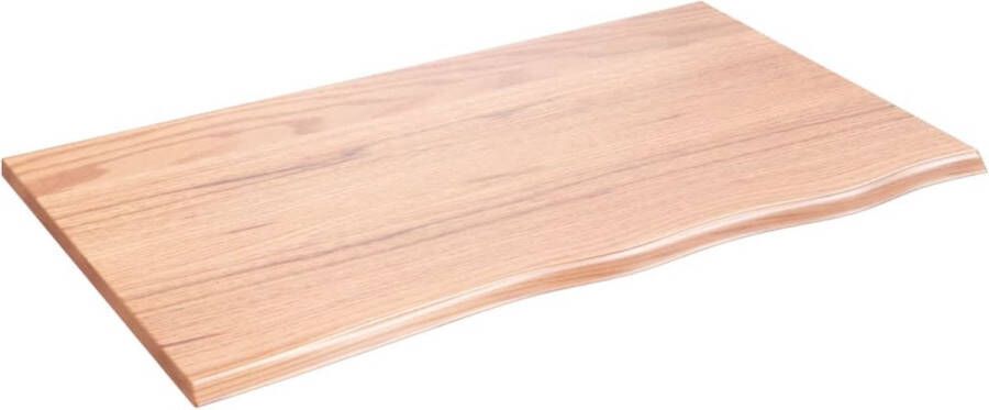 VidaXL Eikenhouten Wandplank Wanddecoratie Wandschap 100x60x2 cm behandeld massief eikenhout lichtbruin Vintage Wandrek Rustic Wandplanken Salontafel - Foto 2