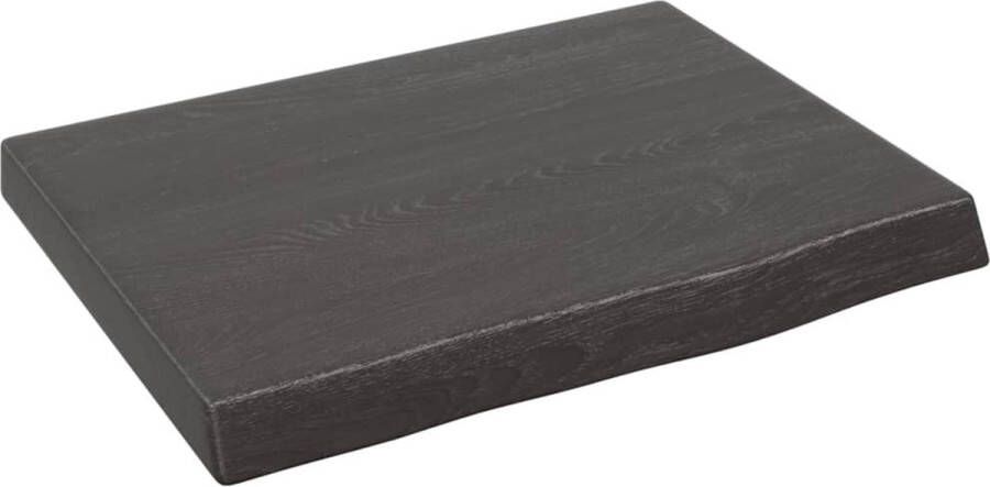 The Living Store Wandplank Rustieke Stijl Massief Eikenhout 40x30x4 cm Donkergrijs