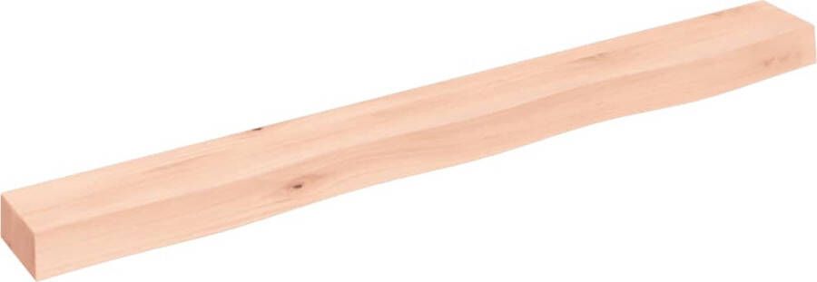 The Living Store Wandschap 100x10x6 cm onbehandeld massief eikenhout Wandplankje Houten Plank Eikenhouten Wandplank Rustic Wanddecoratie Vintage Wandplank - Foto 2