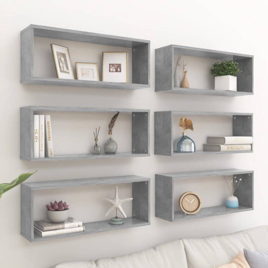 The Living Store Wandplanken Betongrijs 60 x 15 x 23 cm Stevig en stabiel