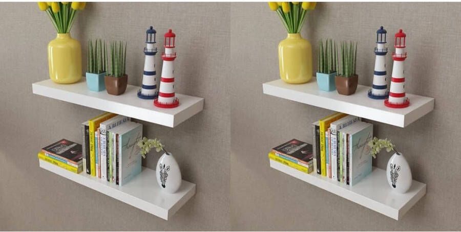 VidaXL Wandplanken 4 st 60 cm wit - Foto 3