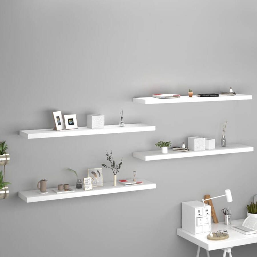 The Living Store Wandplanken Trendy set van 4 Honingraat MDF en metaal 120 x 23.5 x 3.8 cm