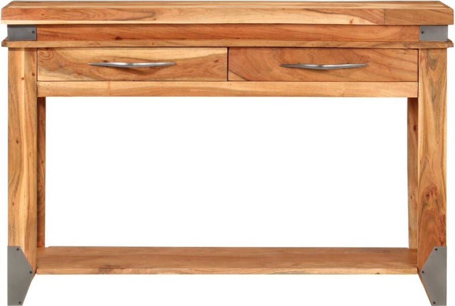 The Living Store Wandtafel Massief acaciahout 110 x 34 x 74 cm Opbergruimte Display functie Wandtafel Acacia Houten Tafel Salontafel Entreetafel Opbergruimte - Foto 2