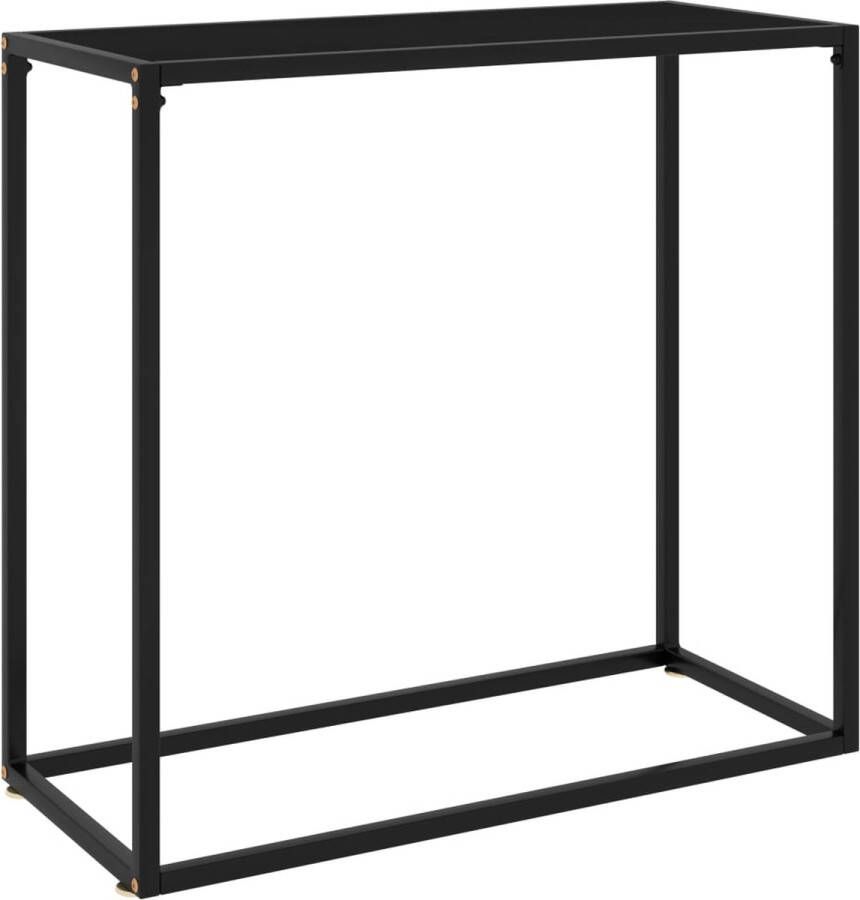 The Living Store Wandtafel Modern Zwart 80 x 35 x 75 cm Gehard Glas en Staal - Foto 2