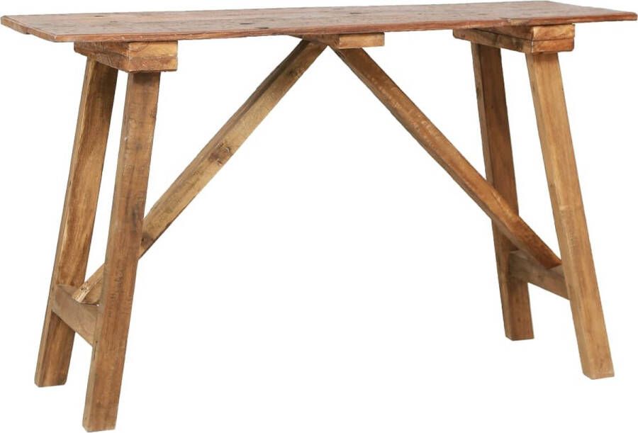 The Living Store Wandtafel Antieke stijl Massief gerecycled hout 130 x 40 x 80 cm Wandtafel Vintage Tafel Industriële Tafel Salontafel Hout Tafellamp Retro Meubilair Landelijke Woonstijl - Foto 2