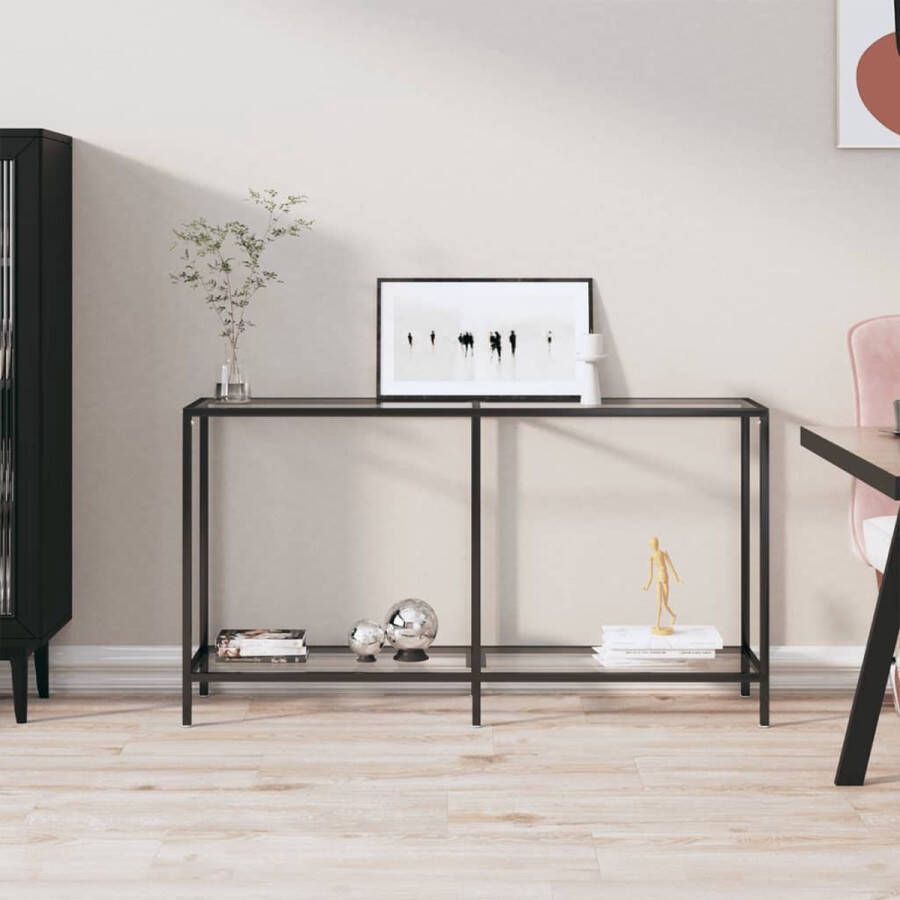 The Living Store Wandtafel Modern 140x35x75.5cm Transparant Gehard Glas en Gepoedercoat Staal Montage vereist - Foto 2