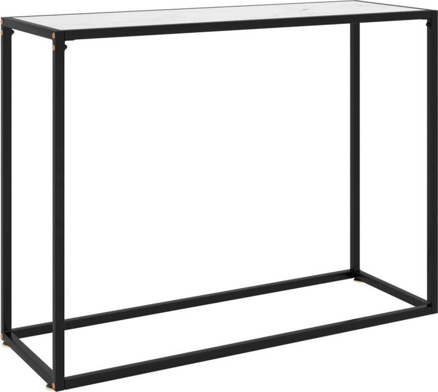 The Living Store Wandtafel Zwart 100 x 35 x 75 cm Gehard glas gepoedercoat staal - Foto 2