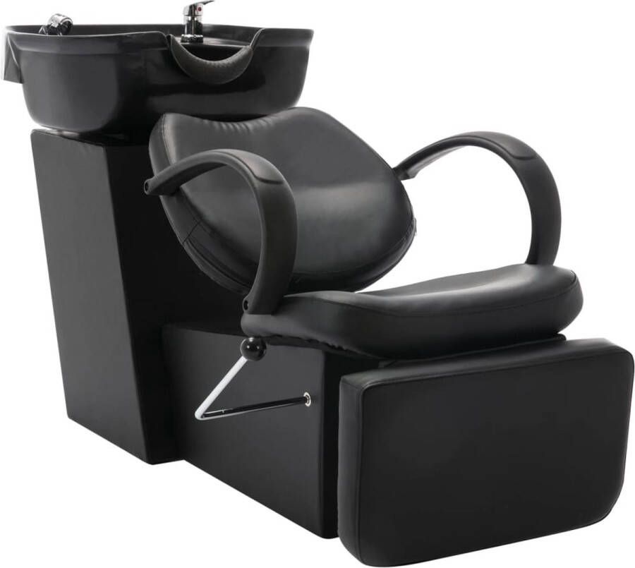 The Living Store Wasstoel Kapperszaken 147-168 x 60 x 82 cm Antislip Kunstleer Verstelbare voetsteun Inclusief waskom - Foto 2