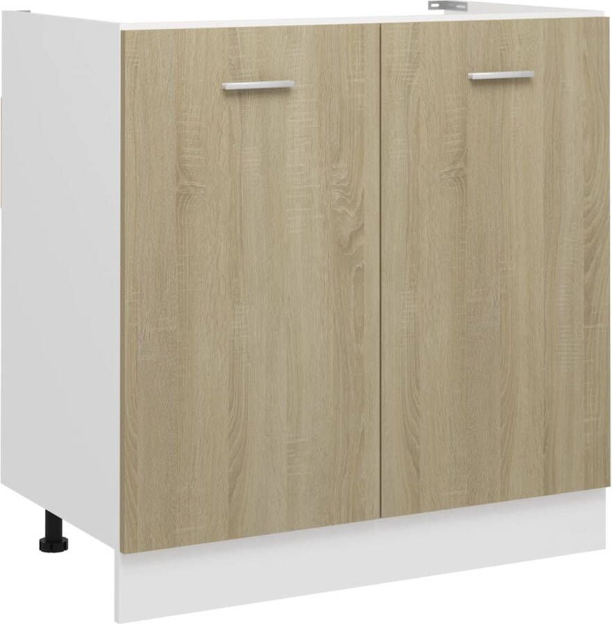 The Living Store Wastafelonderkast 80x46x81-5cm bewerkt hout sonoma eikenkleurig Keukenkast