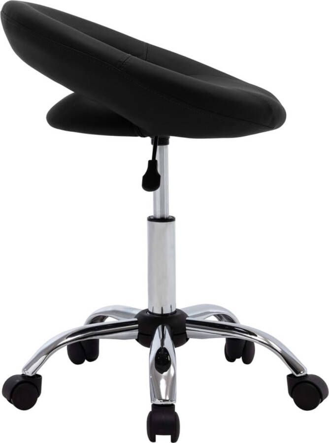 The Living Store Werkstoel Verchroomd Stalen Frame Gevoerde Rugleuning Zwart 46 x 43 x (55-66) cm 110 kg Werkstoel Kantoorstoelen Bureaustolen Zwarte Stoel Kunstlederen Stoel - Foto 2