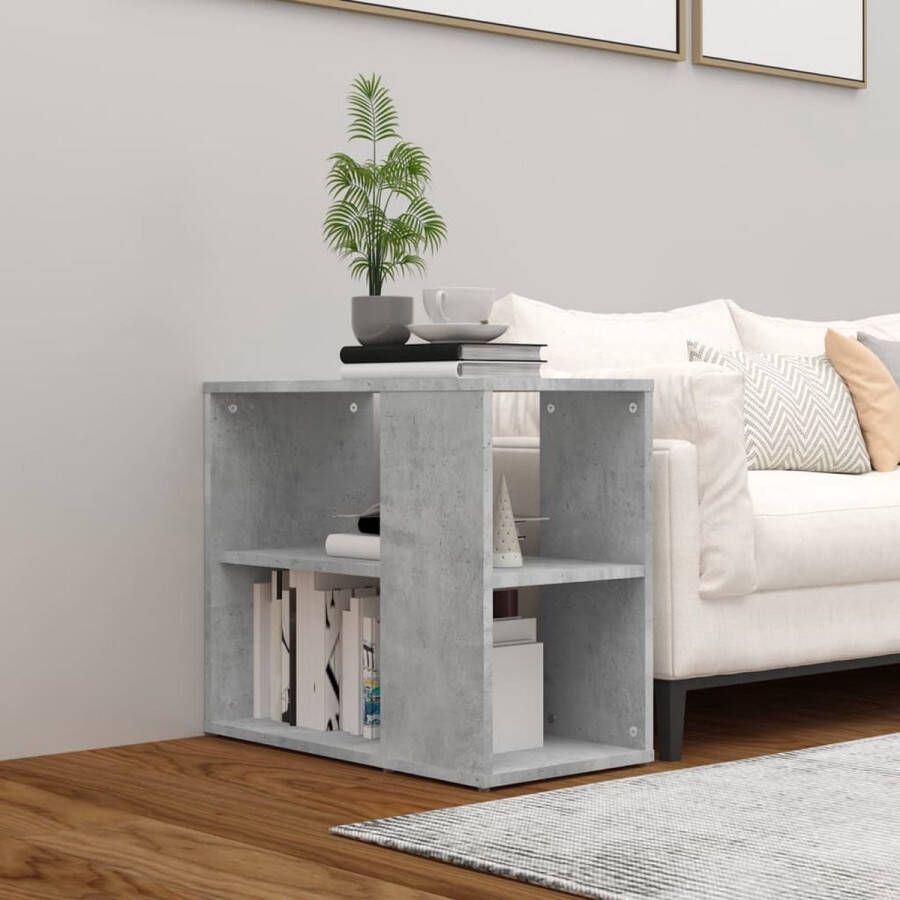 The Living Store Bijzetkast 60x30x50 cm bewerkt hout betongrijs Bijzetkast Side Table Tv Tafel Salontafel Houten Kast - Foto 2