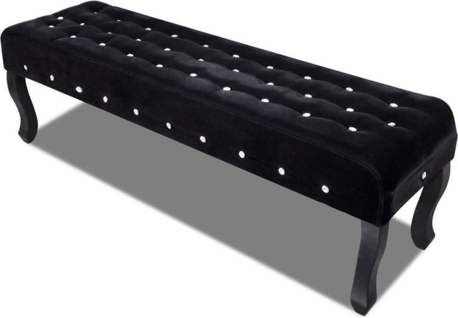 The Living Store Zitbankje Fluweel 157 x 45 x 48 cm Hoogwaardige kwaliteit Zitbank Bankje Velvet Bank Zwarte Bank Luxe Bank - Foto 3