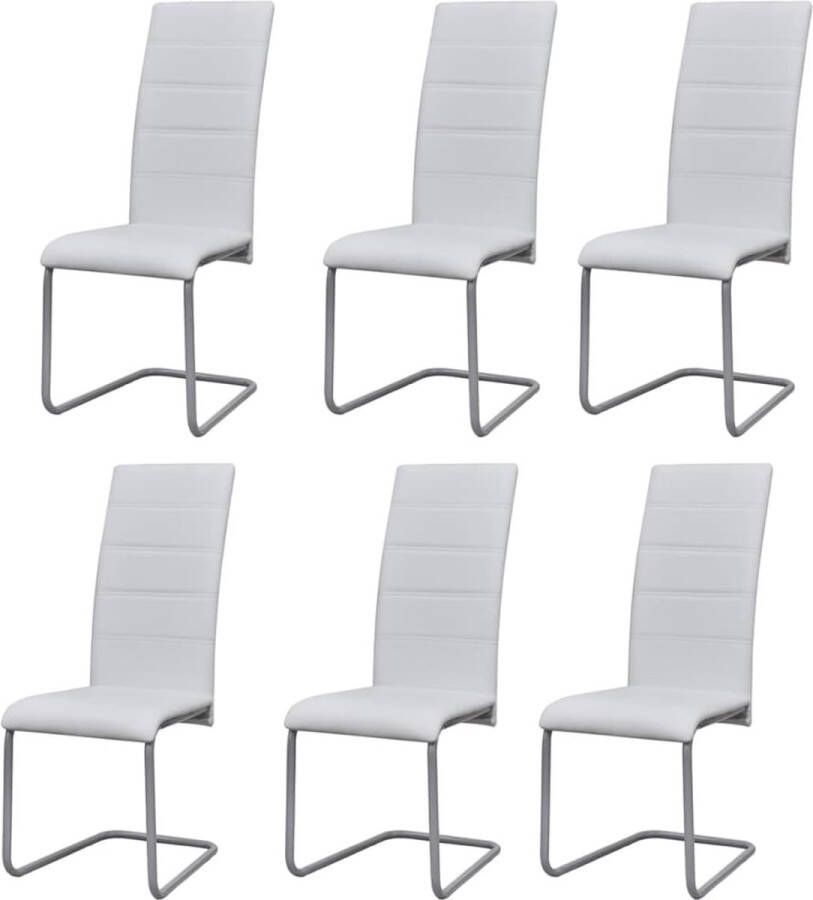 The Living Store Zwevende Eetkamerstoelen Wit 41 x 52.5 x 102.5 cm (B x D x H) Kunstleer Eetkamerstoelen Kunstleder Meubels Comfortabele Stoelen Zwevende Stoelen Moderne Stoelen - Foto 2