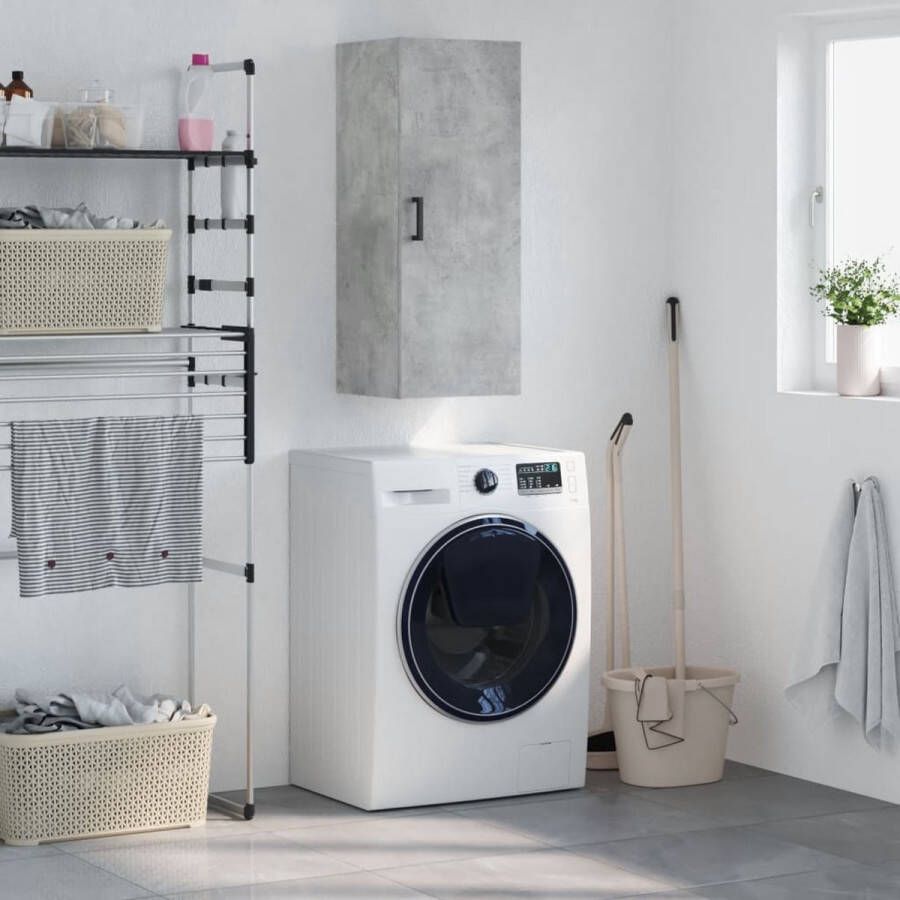 The Living Store Hangkast 34 5x34x90 cm betongrijs Hangkast Wandkast Opbergkast Houten Kast Grijze Kast - Foto 3