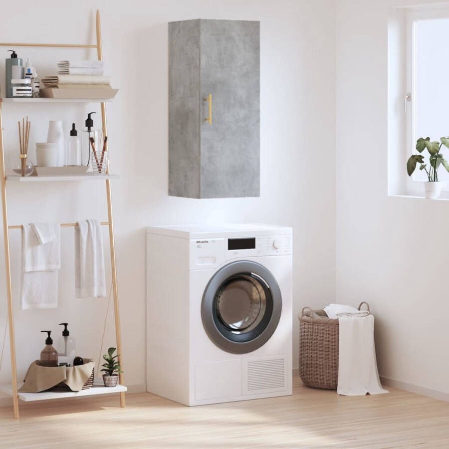 The Living Store Hangkast 34 5x34x90 cm betongrijs Hangkast Wandkast Houten Kast Betonnen Kast Grijze Kast - Foto 2