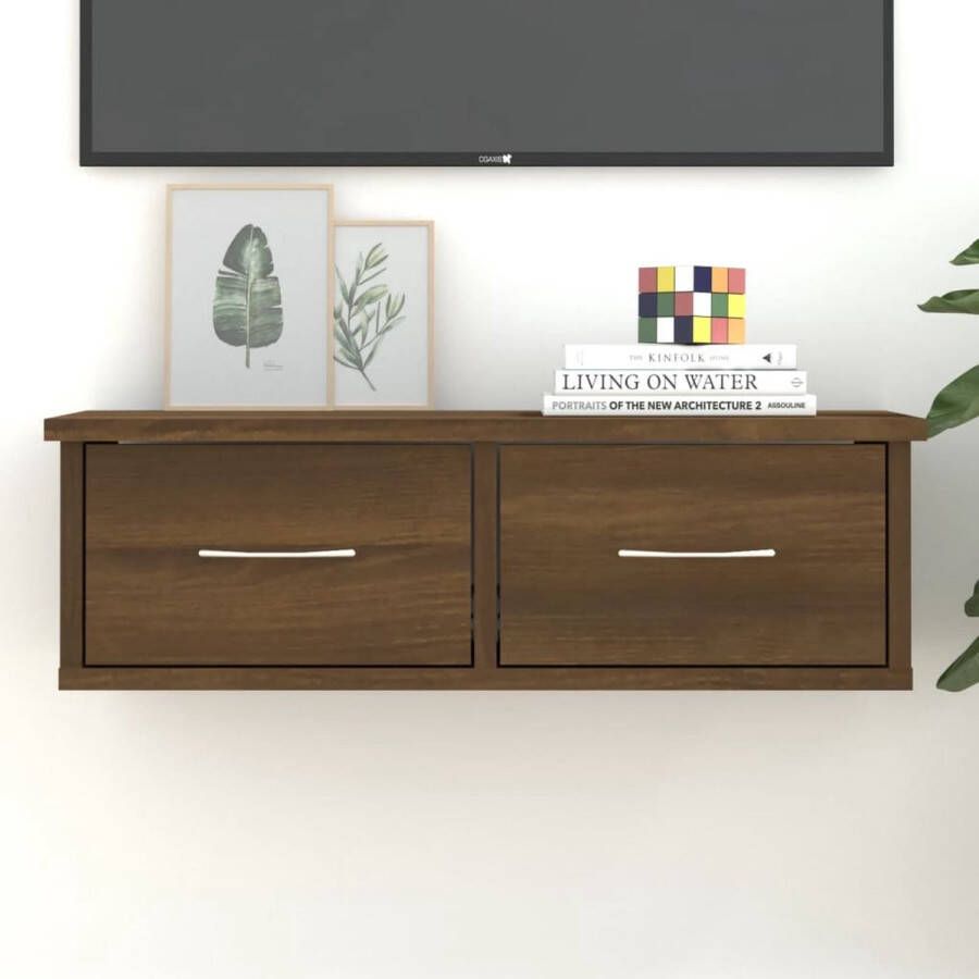 The Living Store Zwevende TV-kast 60 x 26 x 18.5 cm Bruineiken Bewerkt hout