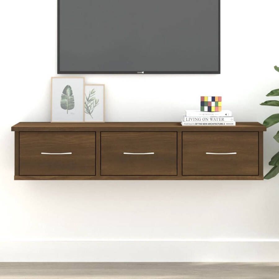 The Living Store Zwevende TV-kast Bruineiken 88 x 26 x 18.5 cm Stevig frame Voldoende opbergruimte Trendy ontwerp Montage vereist