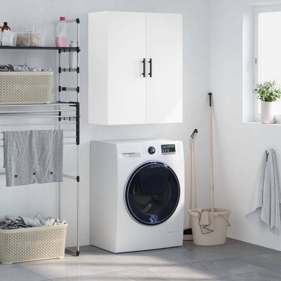 The Living Store Hangkast 69 5x34x90 cm wit Zwevende Kast Wandkast Houten Kast Opbergkast Witte Kast - Foto 2