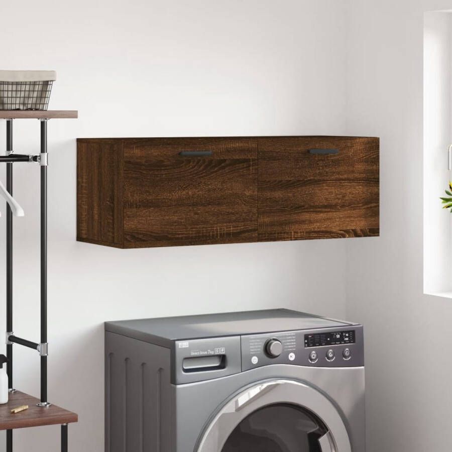 The Living Store Zwevende wandkast Bruineiken 100 x 36.5 x 35 cm Duurzaam hout Montage vereist - Foto 2