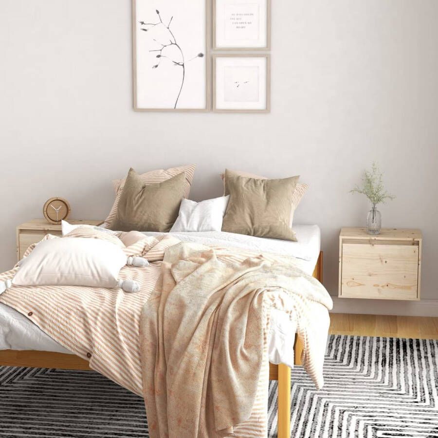 The Living Store Wandkasten 2 st 45x30x35 cm massief grenenhout Zwevende Wandkast Houten Wandkast Grenenhouten Kast Wandkast Set Hangend Meubel - Foto 3