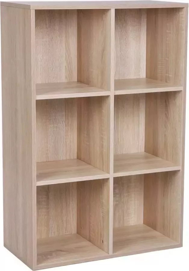 The Mash Boekenkast Met 6 Vakken Houten Rek Kubusrek Opbergrek 65 5 X 97 5 X 30 Cm Eiken-Look
