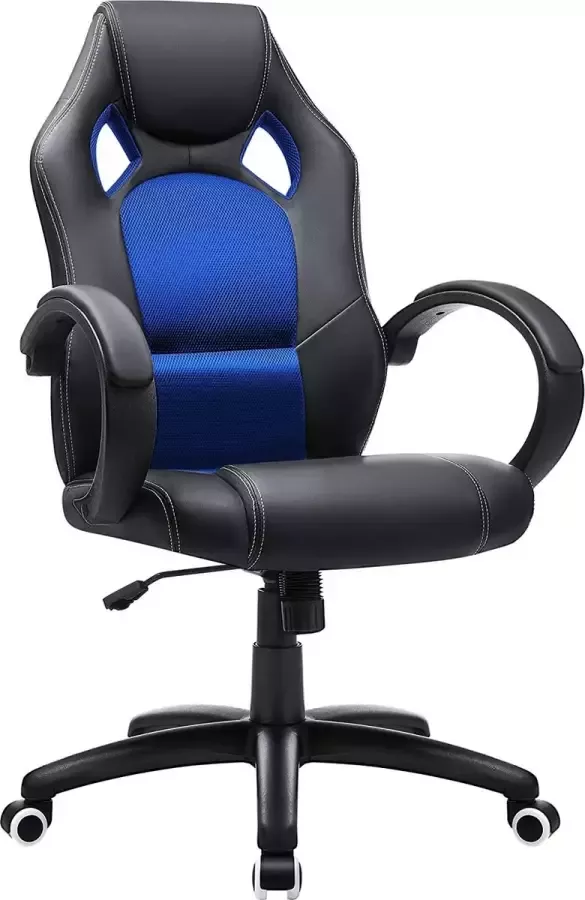 The Mash Racing stoel bureaustoel gaming stoel directiestoel draaistoel PU zwart-blauw