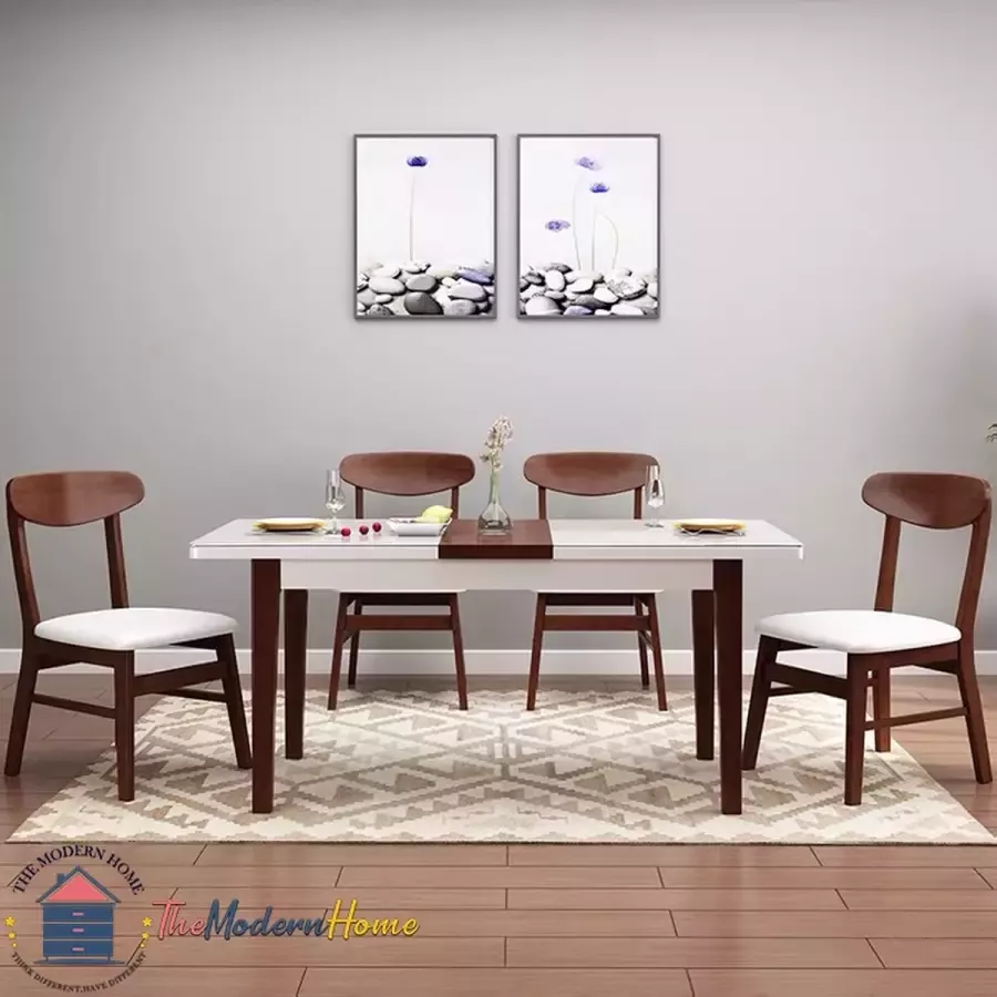 The modern home Eettafel -massief hout-opvouwbaar-opvouwbaar-met 4 stolen