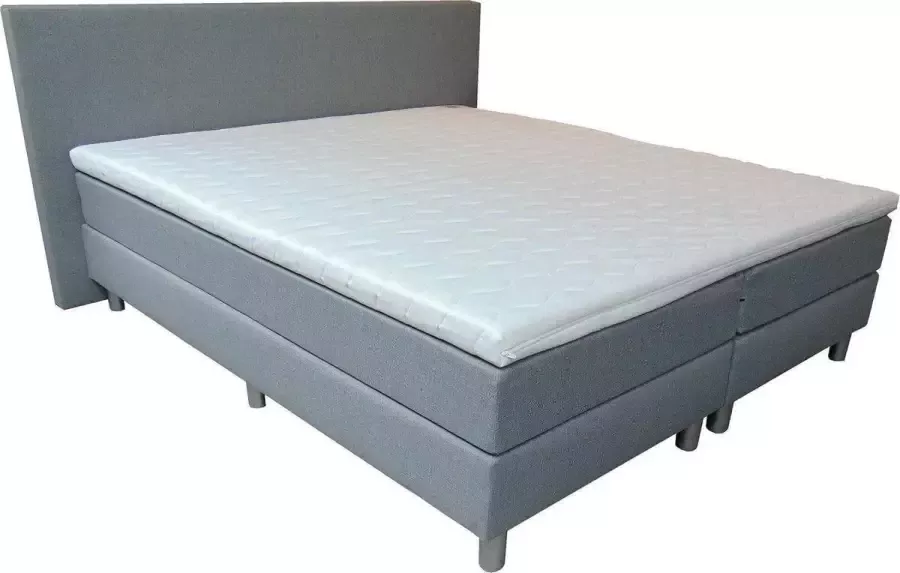 MatexBedding Complete boxspring set Magic 140x200 ANTRACIET betaalbare hotel boxspring voor thuis Ultieme luxe gecombineerd met ongekend slaapcomfort 2 box 2 orthopedische pocketvering matras tegen rugklachten 1 koudschuim topper 1 meegestoffeerd hoofdbord - Foto 2