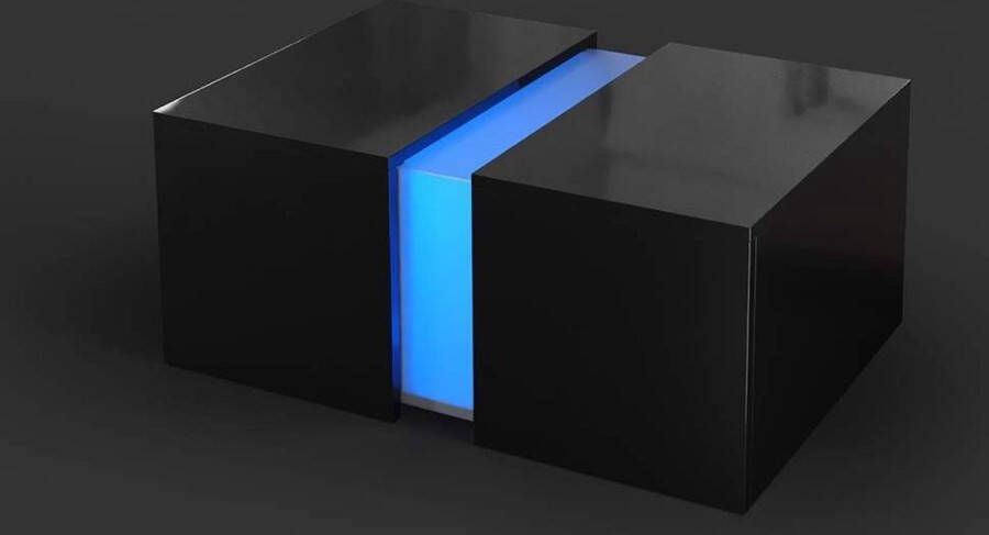The Olive Tree salontafel Dandy hoogglans salontafel koffietafel bijzettafel (zwart hoogglans) met lichten LED