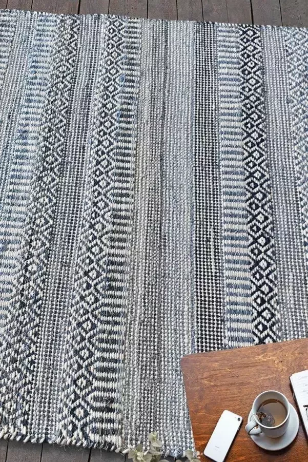 The Rug Republic Handgemaakt Ivoor Blauw Sarah-III Tapijt