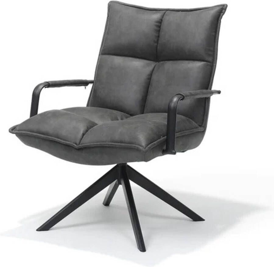 The Seats Draaifauteuil Floris Micro Leder Antraciet 360 graden draaibaar - Foto 2