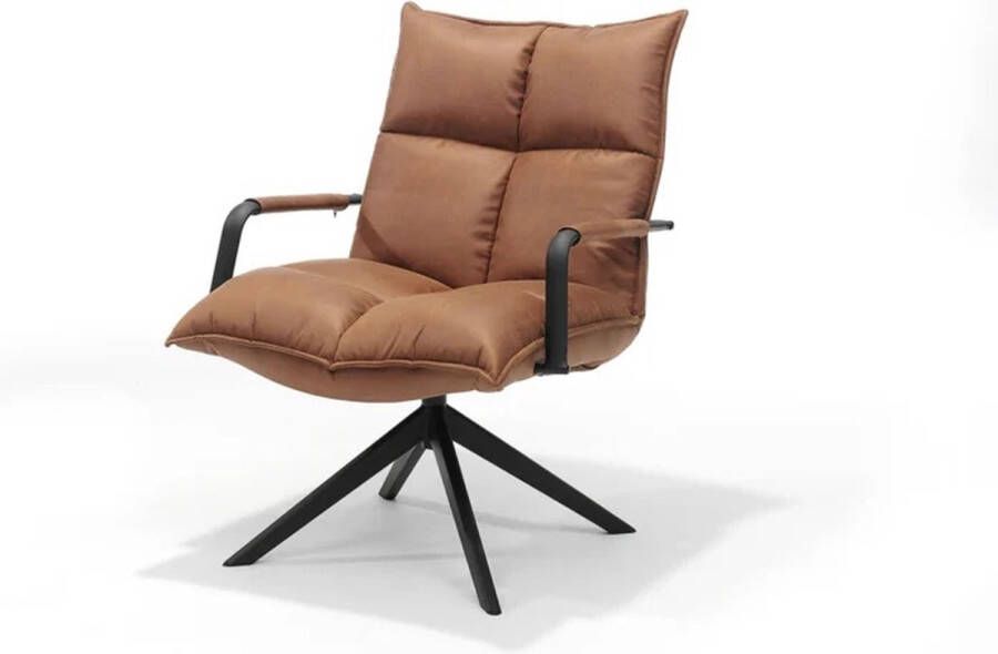The Seats Draaifauteuil Floris Micro Leder Cognac 360 graden draaibaar - Foto 2