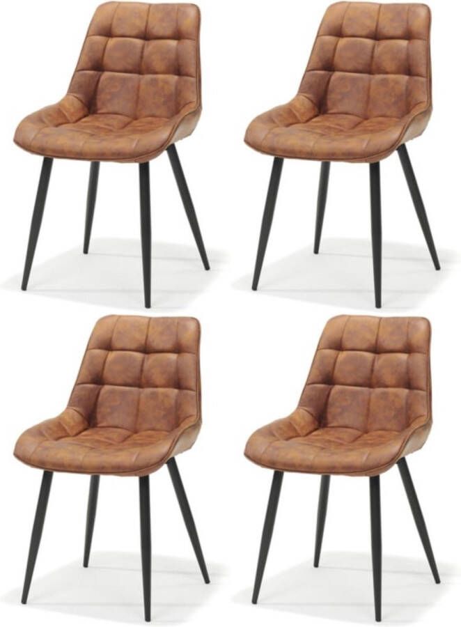 The Seats Eetkamerstoel Daan set van 4 Cowboy Cognac