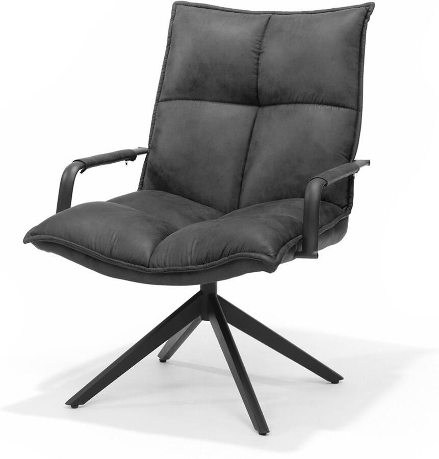 The Seats Draaifauteuil Floris Micro Leder Antraciet 360 graden draaibaar
