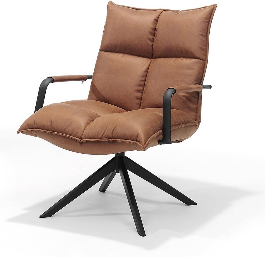 The Seats Draaifauteuil Floris Micro Leder Cognac 360 graden draaibaar