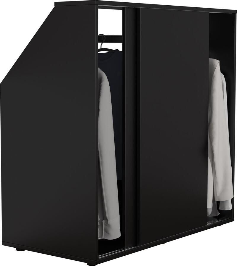 TheBestOf Furniture Kledingkast schuine wand zolder slaapkamer schuifdeuren kledingstang opbergkast geschikt voor schuine wanden