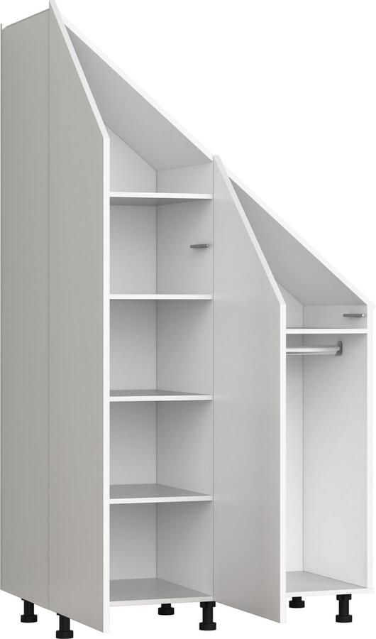 TheBestOf Furniture Kledingkast tegen schuine wand zolder slaapkamer opbergkast geschikt voor schuine daken dakkapel schuine wand rechts - Foto 2